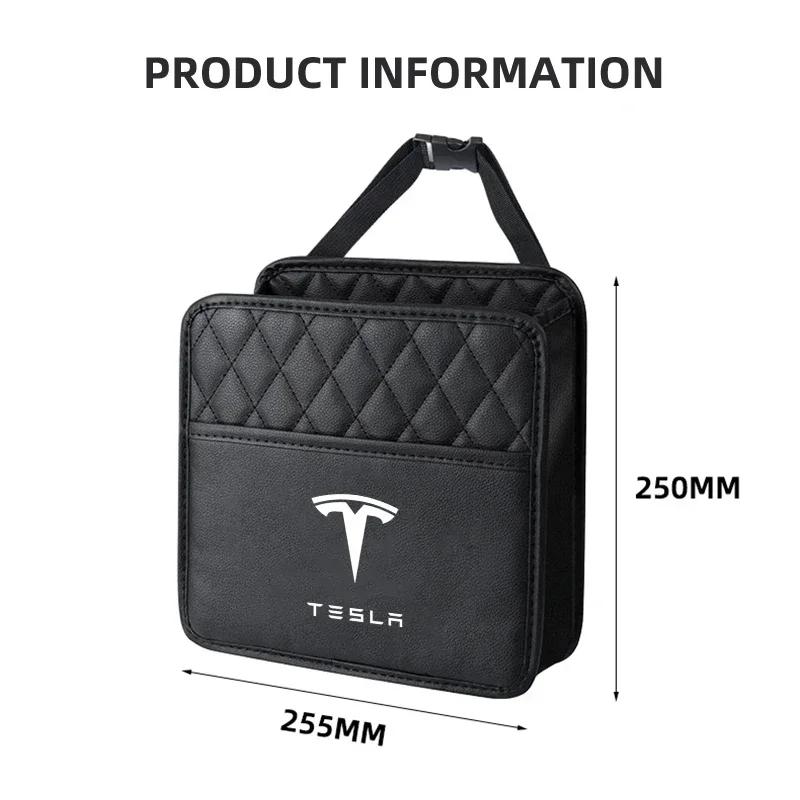 Car Sticker Tesla Leather Car Seat Storage Bag Chair Back Water Cup Tissue Box For Tesla Model 3 Y S X Roadster Bonina Coil Acce