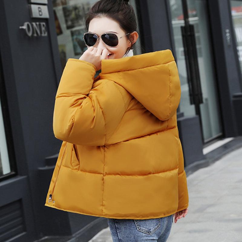 Women Thick Outerwear Solid Hooded Coats Winter Jackets Short Female Cotton Padded Bread Jacket Coat Stand Collar Overcoat