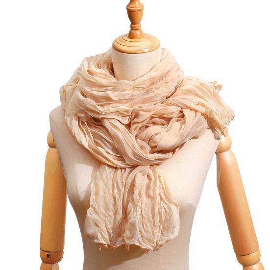 Yousheng Women Pleated Scarf Thickened Weave Autumn Winter Scarf Solid Color Breathable Shawl Headscarf Outfit Accessories
