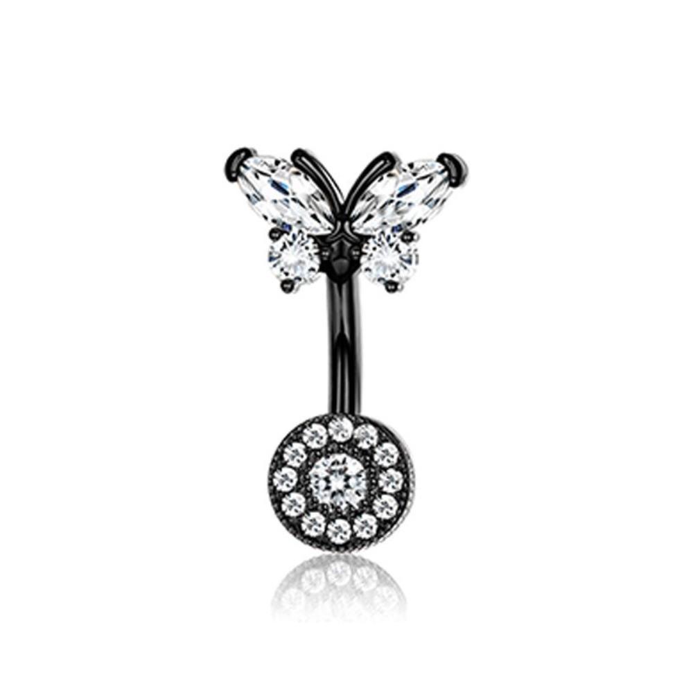 Bow Knot Butterfly Navel Jewelry Dangled Design Belly Rings Crystal Zircon Piercing Belly Seaside