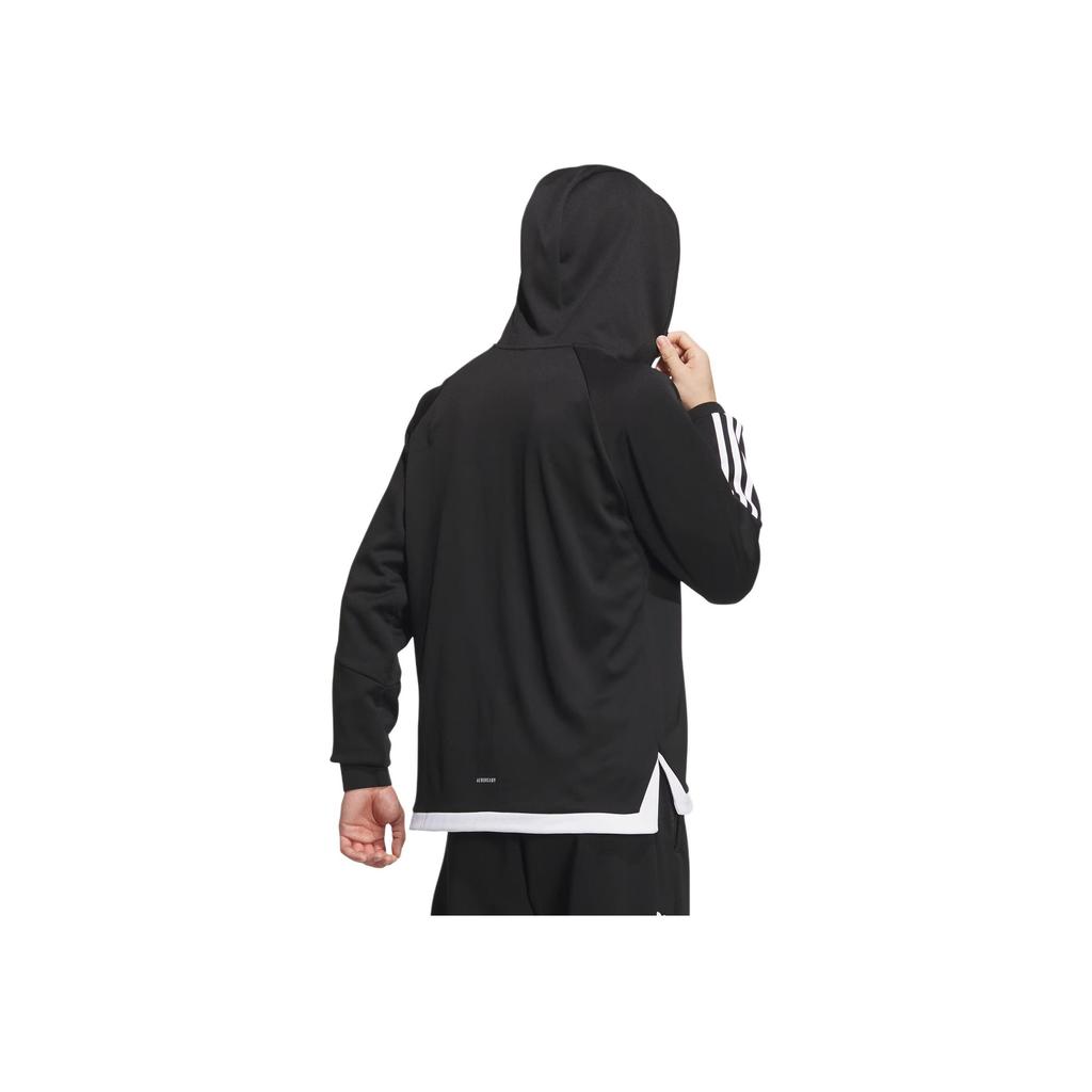 Adidas Баскетбольная куртка FW24 с капюшоном на молнии, модная универсальная мужская куртка, черная JL7586