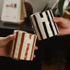 300ml Heat-Resistant Ceramic Mug Hand-Painted Striped Design Ergonomic Non-Slip Grip Coffee Mug Milk Juice Latte Hot Cold Drinks Cup