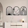 3pcs/set Boho Black Metal Wall Decor - Minimalist Black Wall Art, Bohemian Line Iron Art Silhouette Wall Sticker