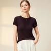 Women's New Jumbo Soft Crew Neck Top Spring Summer Lycra Acetate Wool T-Shirt