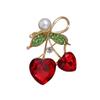 Crystal Cherry Brooch Red Strawberry Cute Fruit Pin Brooch Accessories