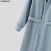 INCERUN Men Lapel Neck Long Sleeve Belt Solid Color Casual Buttons Long Jumpsuits Rompers