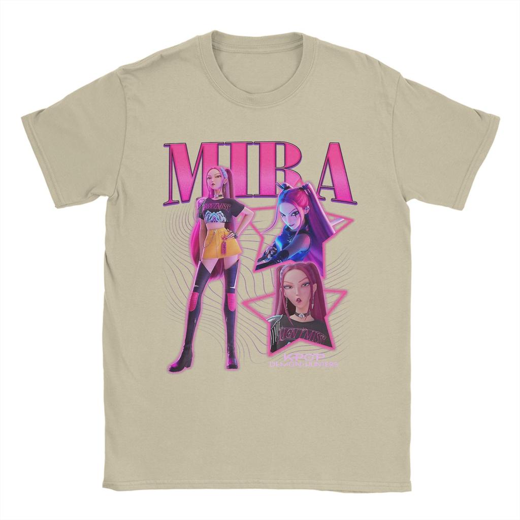 Мира Шкаф Ретро Неон HUNTRX HUNTRIX Kpop Охотники на Демонов Футболка для Мужчин Хлопковые Футболки с Коротким Рукавом Летние Топы