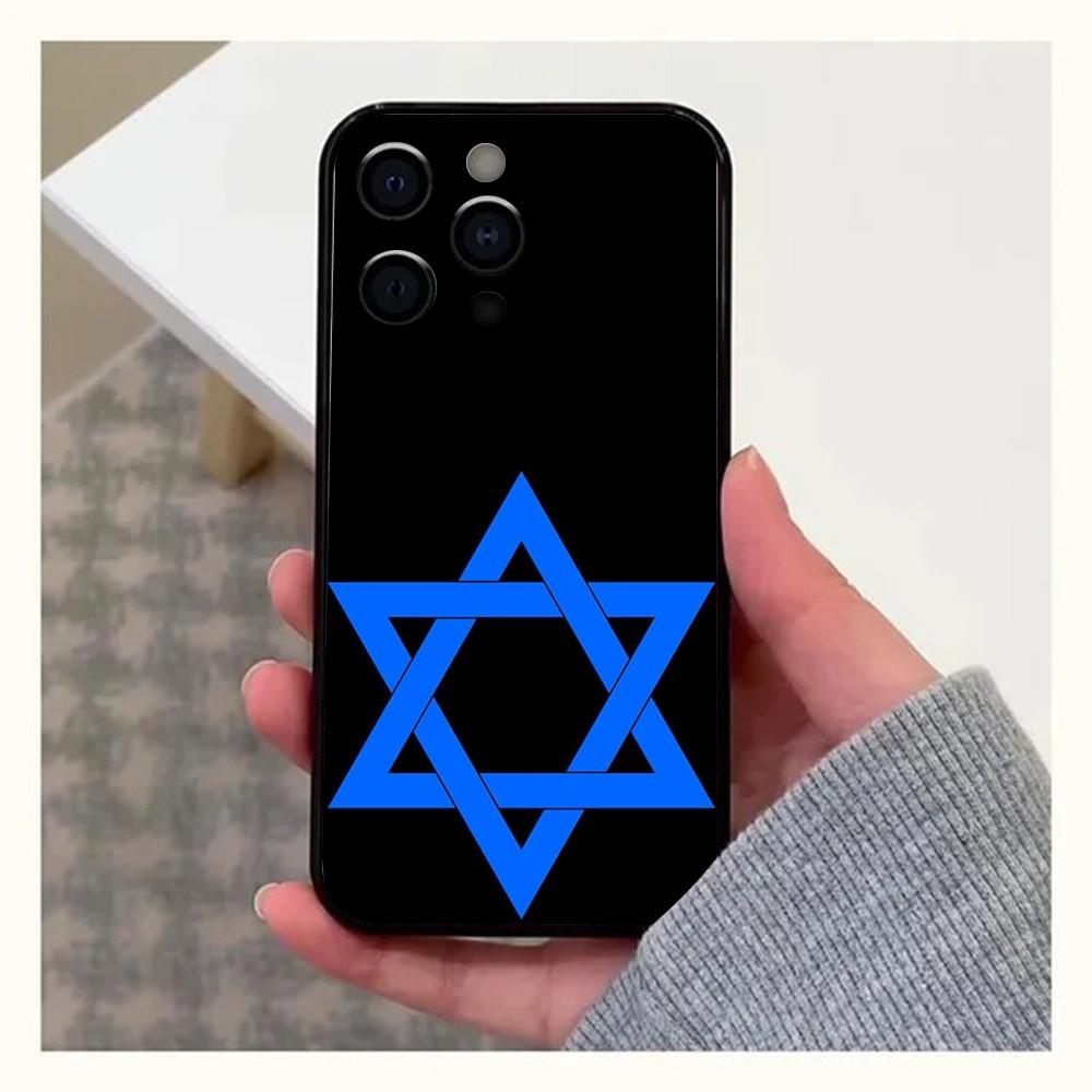 Чехол для телефона со звездой Давида для Apple iPhone 15, 14, 13, 12, 11, Pro, X, XS, Max, XR, Plus, Mini, мягкий черный