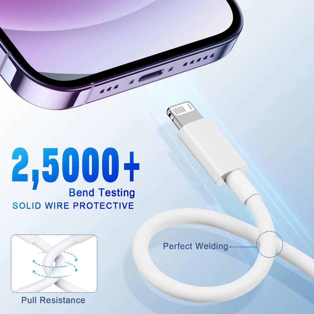1M/2M/3M кабель быстрой зарядки C to L для iPhone iPad 3FT/6FT/10FT