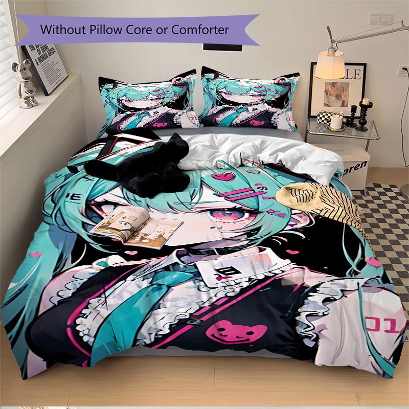 Vocaloid Character Artwork Print 3Pcs Bedding Setduvet Cover With 2 Bedropillowcase Home Birthday Gift
