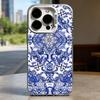 Сине-белый фарфоровый чехол Жесткий чехол для телефона для IPhone 16 15 14 13 12 11 Pro Max Plus16E X XR XS Max ударопрочный Полное покрытие