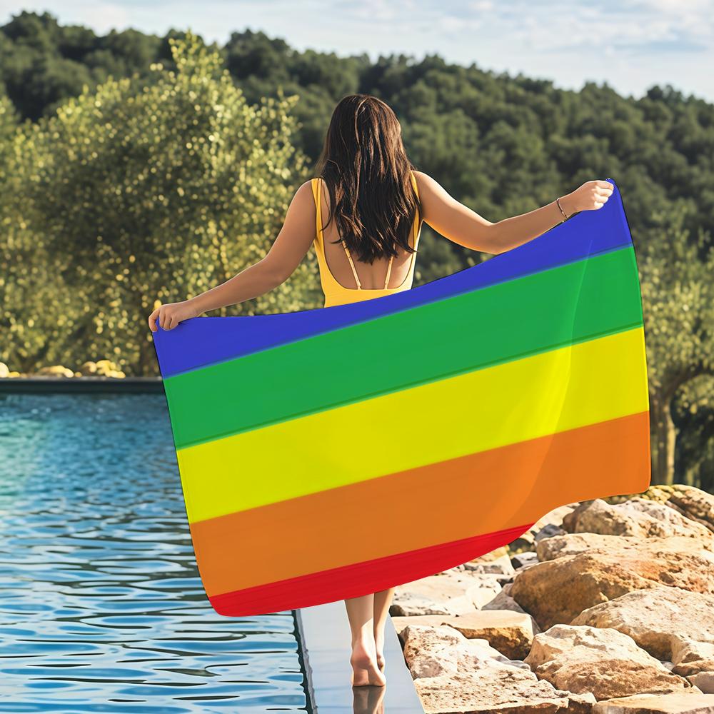 Gay Lesbian Lgbt Rainbow Towel Beach Yoga Gym Lightweight Portable For Swimming Shower Travel Sports Accessories Sandproof