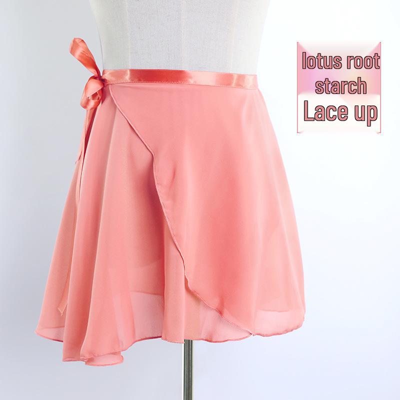 Взрослая шифоновая сетчатая балетная юбка - средней длины, большой клёш, цельная на завязках