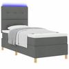 LED Box Spring Bed with Mattress Dark Gray 80 x 200 cm Fabric