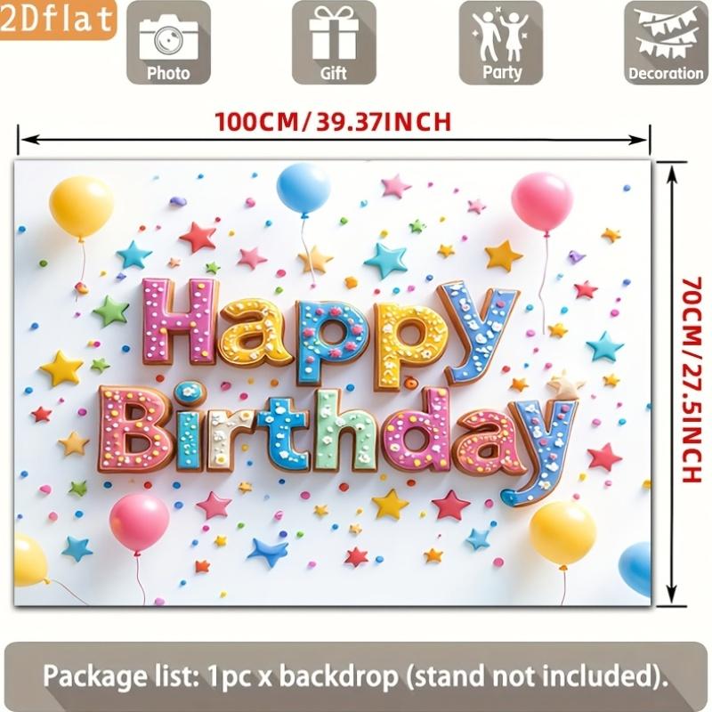 2D flat banner 1 piece send a banner polyester background fabric Happy Birthday.PMJ