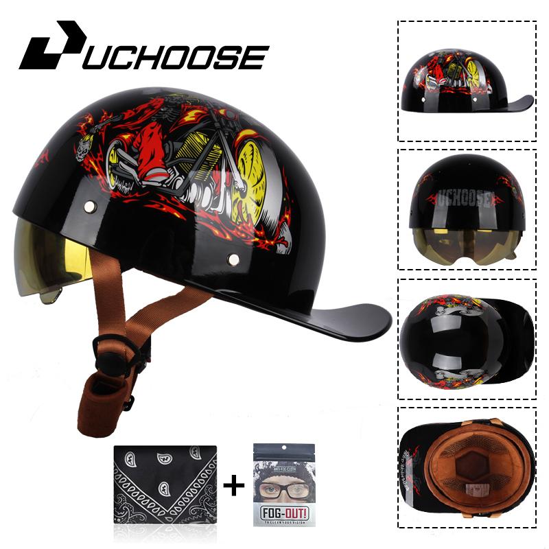Uchoose бейсбольная кепка, мотоциклетный винтажный ретро-шлем, летние шлемы с открытым лицом, скутер, круизер, чоппер, гангстер, DS, для мужчин, женщин, детей