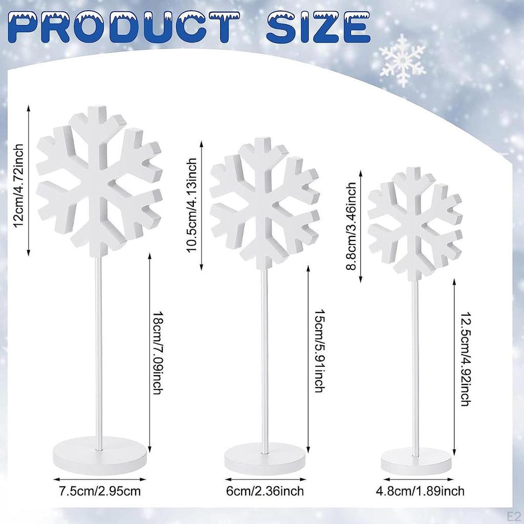 3 Pieces Snowflake Ornaments Wooden Centerpiece Holiday Decor Collection Winter