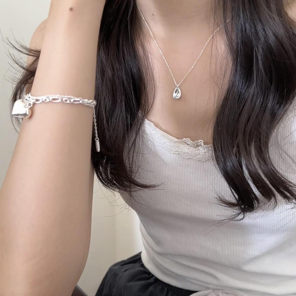 Женское минималистичное серебряное колье с подвеской в виде капли-яйца: Дизайн из стерлингового серебра 925 пробы высокого класса