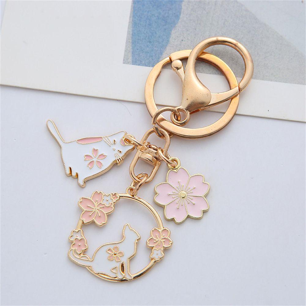 Pendant Key Accessories Interior Accessories Bag Pendants Rabbit Cat Keychain Key Rings Pink Sakura