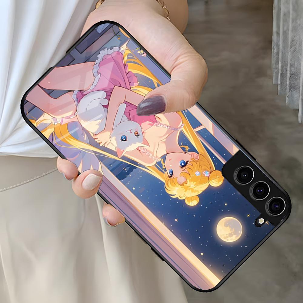 Anime S-Sailor Moon Phone Case For Samsung A25 A13 A33 5G A54 A36 A35 A56 A52 A14 Shockproof Glass Cover
