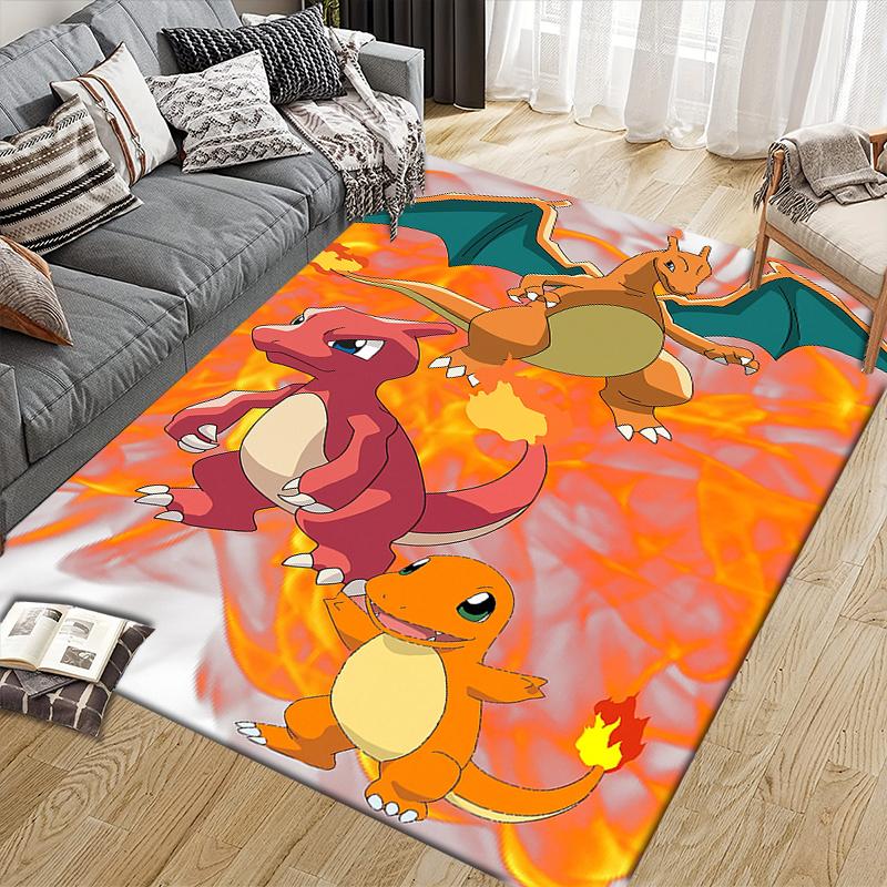 Charmander Pokemon2 Square Area Rug, Non-Slip Floor Mat for Living Room, Perfect Gift for Pokemon Fans