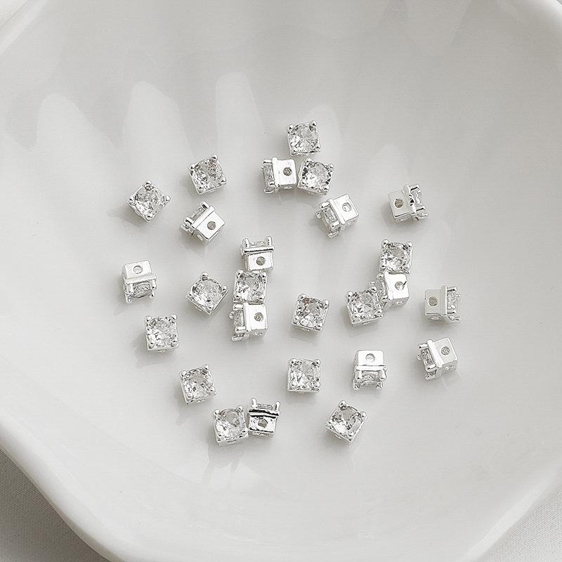 Позолоченные (14K) квадратные бусины-разделители с цирконами в форме креста для изготовления украшений своими руками