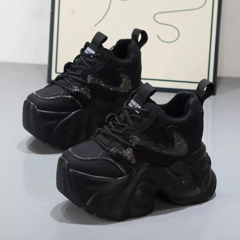 Новые повседневные спортивные кроссовки на осень и зиму, увеличивающие рост и с флисовой подкладкой, на толстой подошве, "папины" кроссовки для женщин