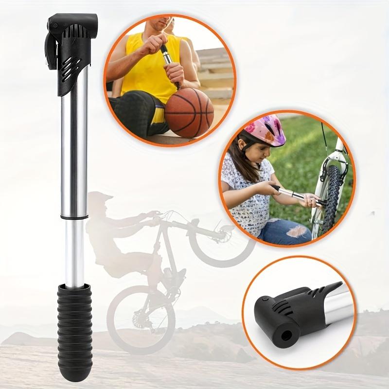 1 Set Portable Bike Pump with 2 Stainless Steel Ball Needles & 4 Presta to Schrader Valve Adapters for Bicycle Basketball Football Volleyball