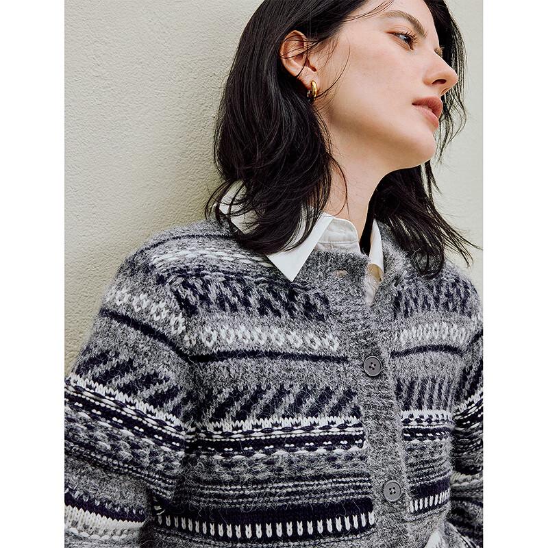 Женский жаккардовый вязаный кардиган в стиле Fair Isle