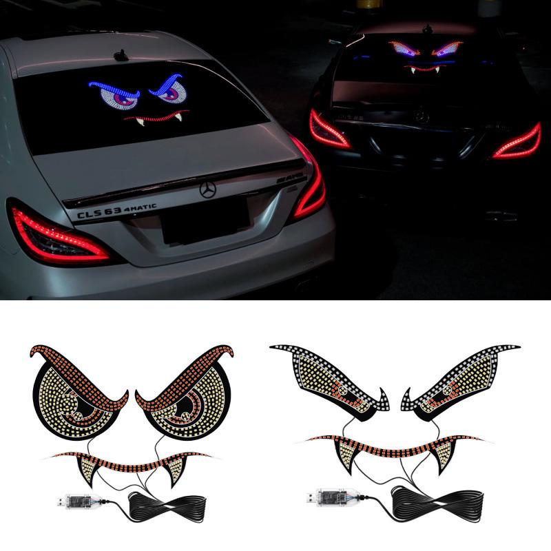Светодиодный USB-дисплей для автомобиля «Глаз демона вампира» - Предупредительный свет для выражения на заднем стекле