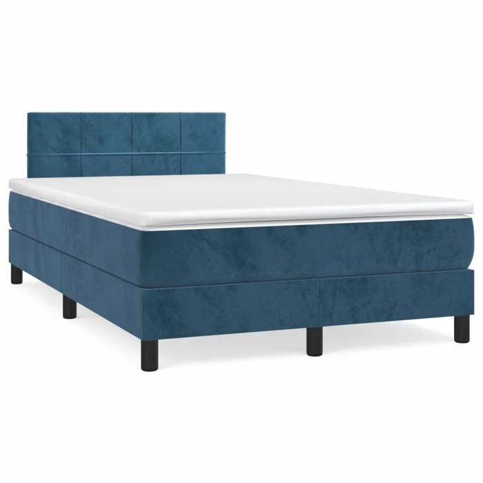 Maison Exclusive - Sommier à lattes de lit et matelas bleu foncé 120x190cm velours