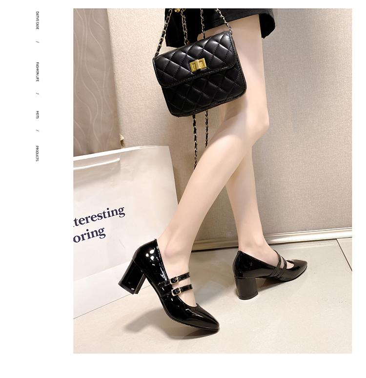 Мода 2024 Весна Осень Женские Туфли Мэри Джейн с Двойной Пряжкой Лакированные Туфли Туфли На Высоком Каблуке Туфли Ретро Женские Туфли Черный Красный