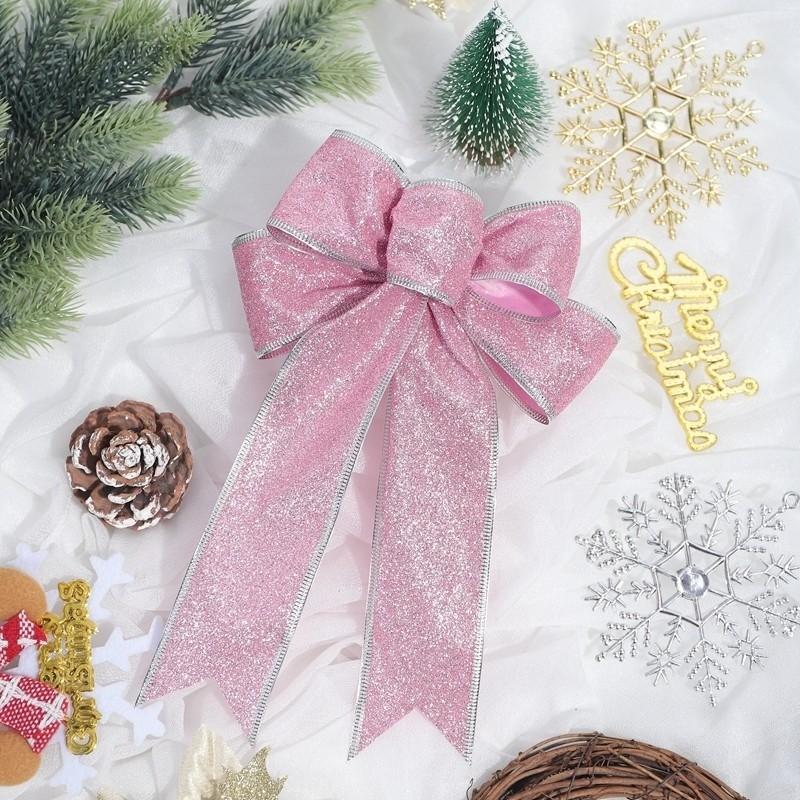 Christmas Tree Decoration 2026 Pink Balls Ornaments Glitter Poinsettia Flowers Berries Stems Snowflakes Bow Home Decor DIY Gifts