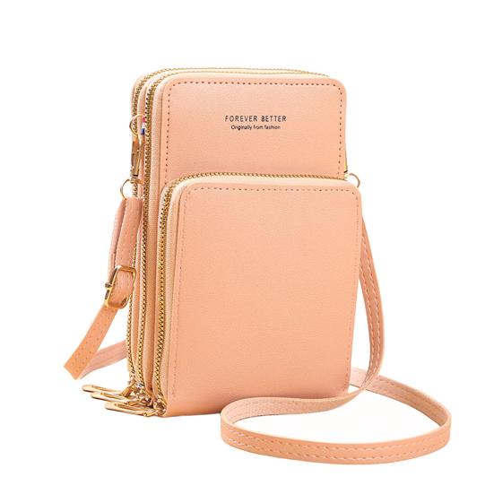 Mobile Phone Bag with Transparent Screen-touching Window Sling Bag Multi Compartments Faux