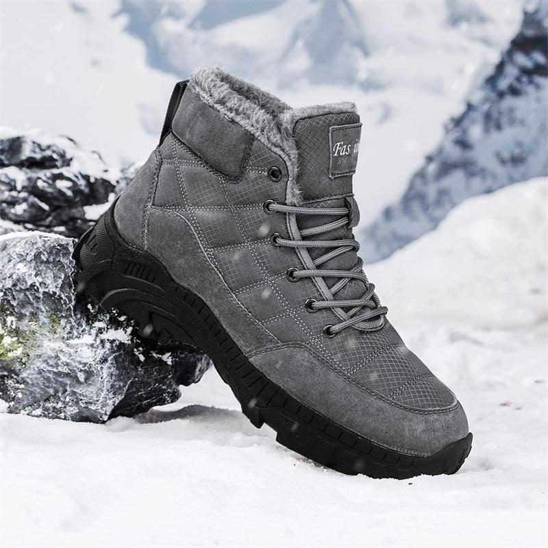 Fashion Men's Snow Boots 2024 Winter New Style with Plush Insulation Trend High Top Outdoor Hiking Thick Cotton Shoes