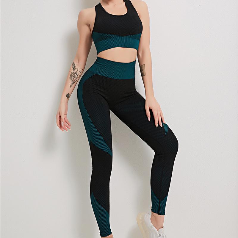 Женский бесшовный трикотажный комплект для йоги осень/зима: Эластичный фитнес-костюм из 3 предметов для поднятия бедер