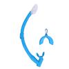 Freediving Snorkel 2 In 1 Silicone Streamlined Soft Flexible Roll Up Folding Snorkel Tube for Scuba Diving Blue