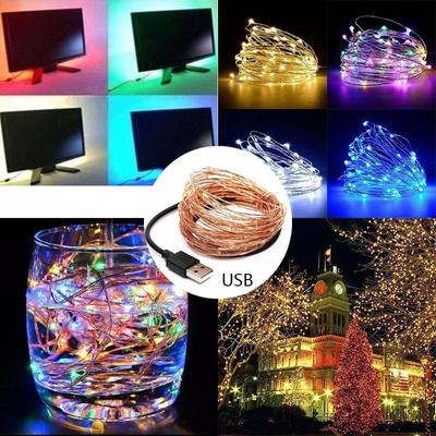 Светодиодные гирлянды на открытом воздухе Сказочная гирлянда USB-светильники из медной проволоки для рождественской вечеринки и свадьбы