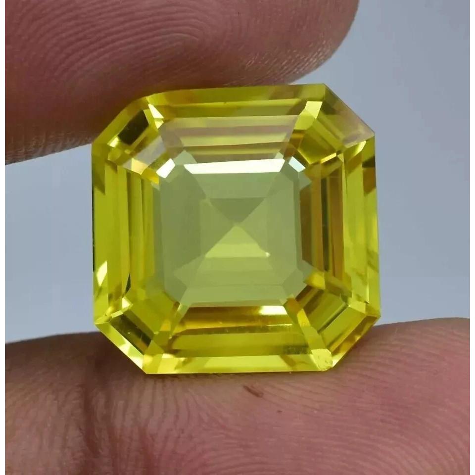 Asscher Cut Natural Yellow Spinel Ceylon 36-38 Ct Stunning Certified Gemstone