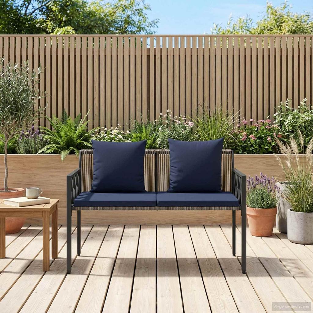 Outdoor Benches 2 Seater 116 x 56 x 75 cm Poly Rattan