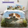 Beagle and Grassland Pattern Bedding Home Decoration Birthday Gift (1 * duvet cover + 2 * pillowcase, without core)