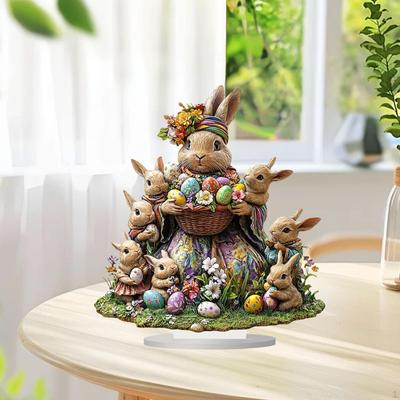 Статуя пасхального кролика в виде яйца, акриловая, симпатичная, праздничная, ремесленная, скульптура, декор для вечеринки на лужайке