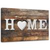 Canvas Print Home Heart Inscription Brown