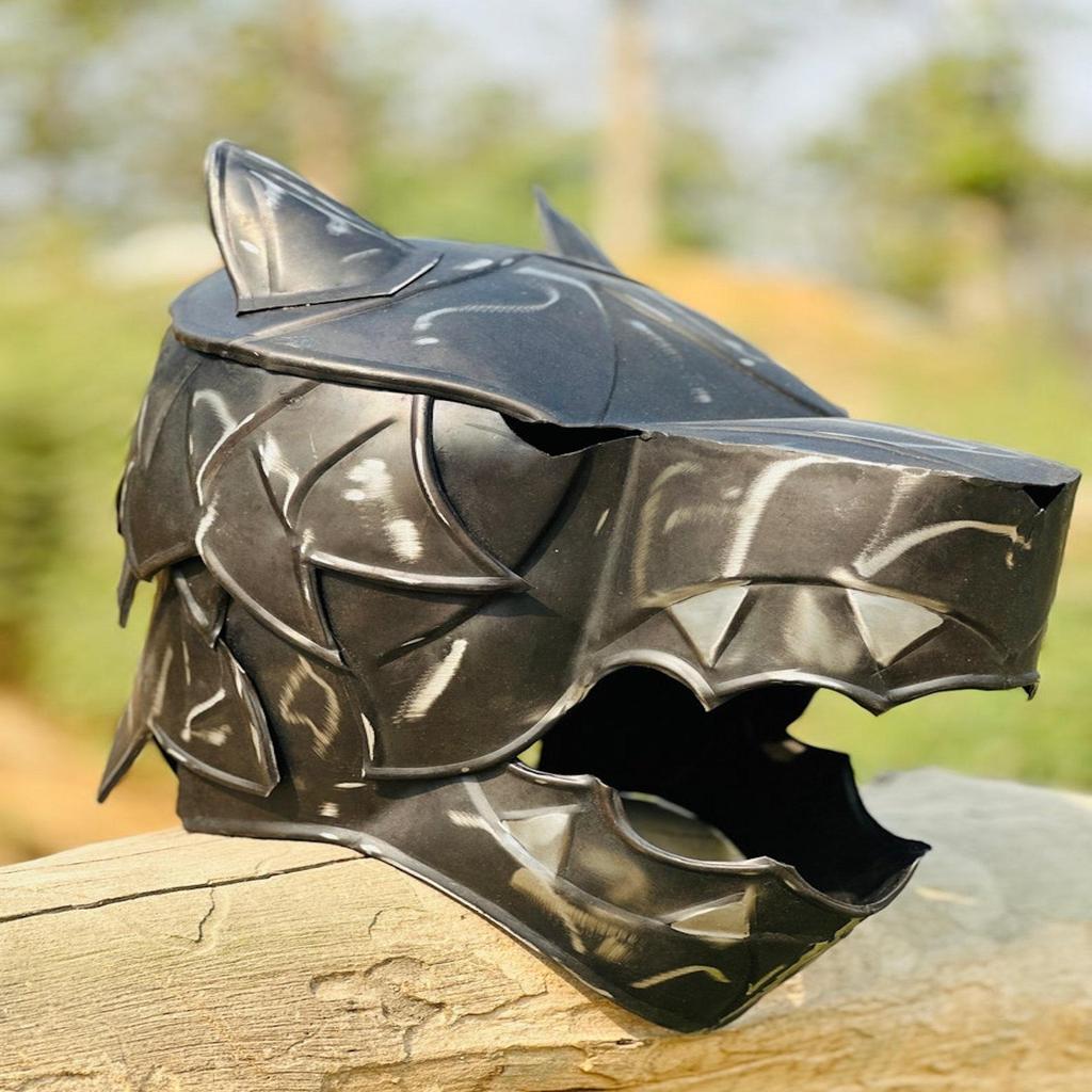 Wolf Head Helmet | Medieval Helmet for Costumes and Roleplay | Home Décor
