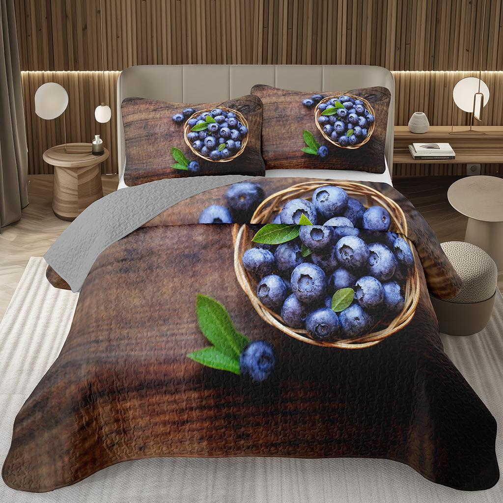 Покрывало с черникой размера кинг, твин, Гавайское летнее тропическое фруктовое покрывало для декора комнаты мальчика/девочки, Двустороннее стеганое постельное белье