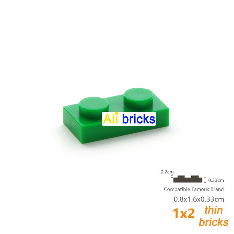 Нетоксичный 100 шт./лот Детали для сборки Moc Пластина 1x2 Совместимая с 3023 6225 Строительные блоки для поделок Частицы Детская развивающая игрушка-головоломка Подарок