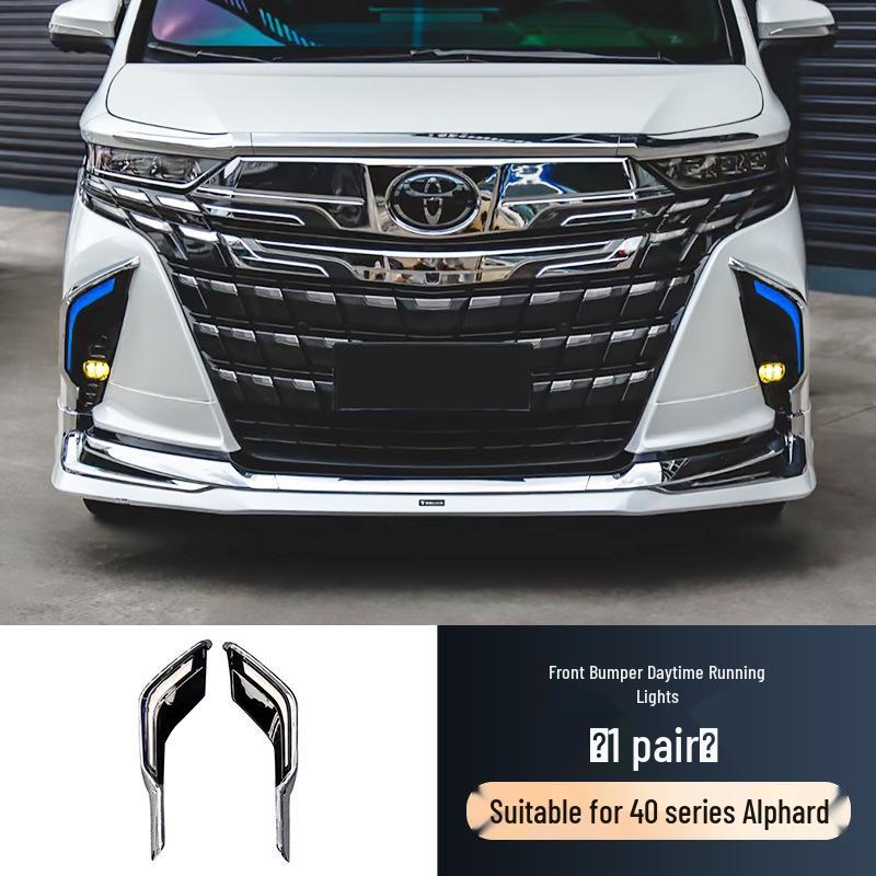 Alphard 40 Series Daytime Running Lights: Fits 24 Models, Three-Color Front Bumper Lights for Car Decoration.