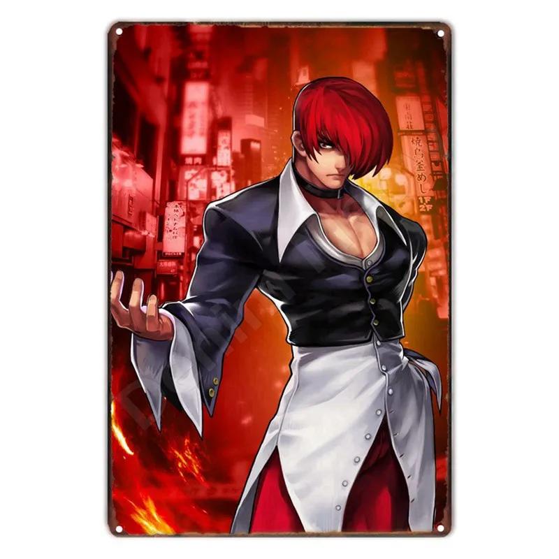 Аниме The King Of Fighters Винтажная Металлическая Табличка, Постер Настенного Искусства, Файтинги, Ретро Табличка для Бара, Клуба, Мужской Пещеры, Домашний Декор Стен