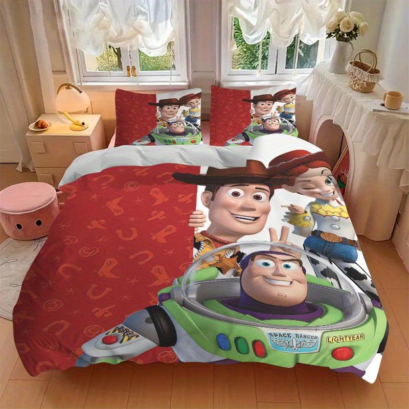 3pcs Woody Jessie & Buzz Lightyear Printed Duvet Cover Set (1 * Cover+2 * Pillowcase, Without Core), Suitable for Home Bedroom, Guest Room, Dormi