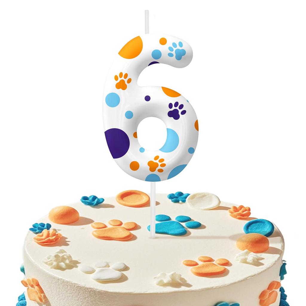 Синяя лапа собаки номер 0-9 свеча на день рождения для мальчиков девочек - украшения для торта, декор для тематической вечеринки для любителей собак, товары для детской вечеринки